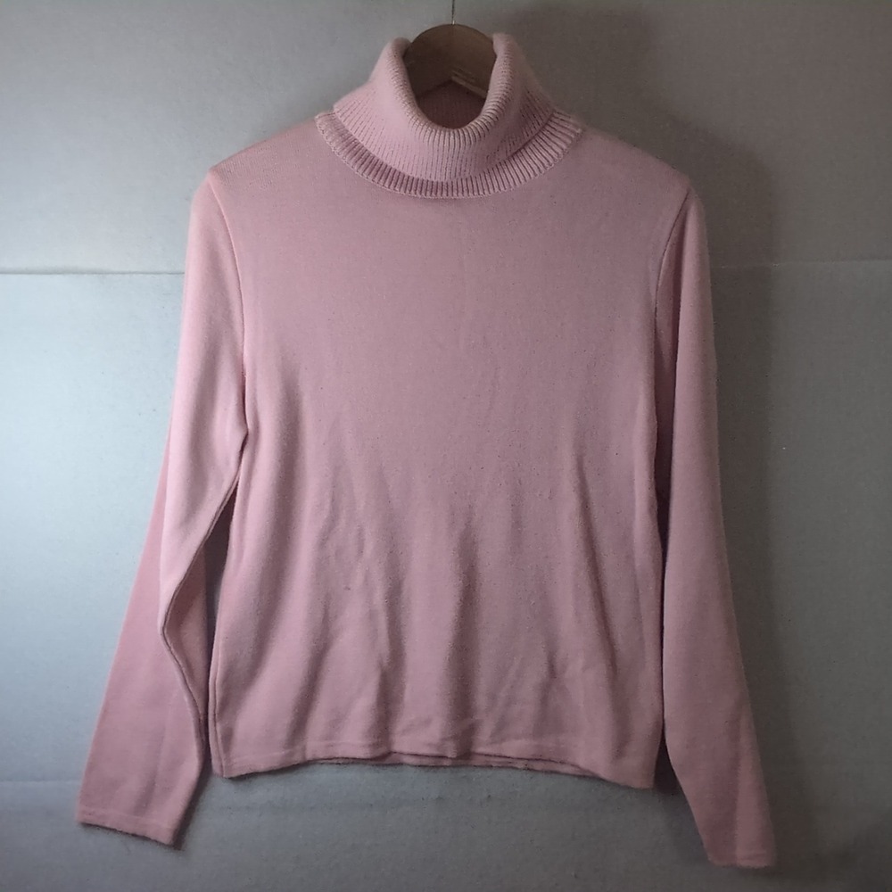 Bogner Pink Virgin Wool Blend Turtleneck Sweater Womens Size ML 40